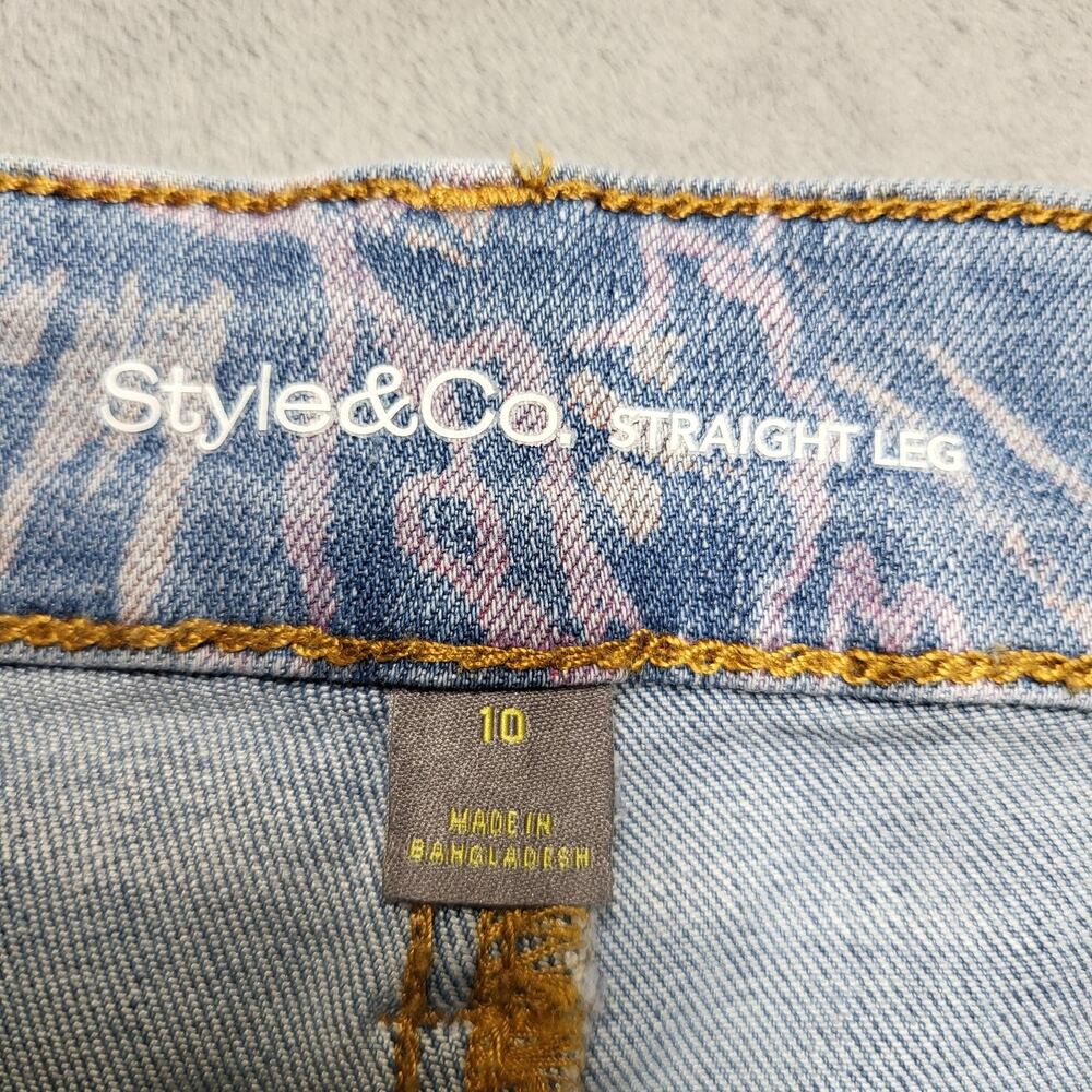 Style&co. Jeans Womens 10 Blue Straight Light Wash Floral Stretch - Picture 3 of 10